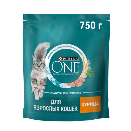 Purina ONE Сухой корм для взрослых кошек (Курица) 750гр