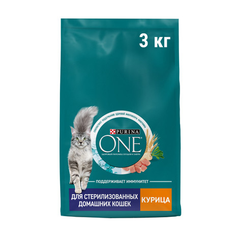 Корм для кошек Purina ONE дом.содерж. Курица 3кг.