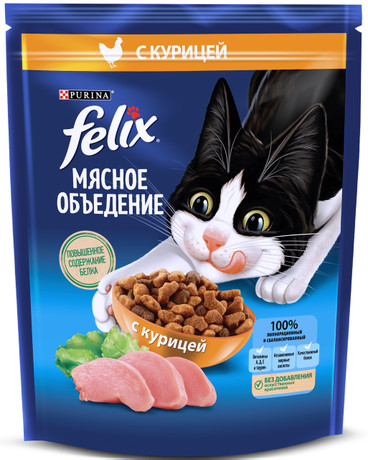 Корм для кошек Felix (Мясное объядение) с курицей 600гр