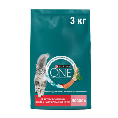 Корм для кошек Purina ONE Лосось 3кг.