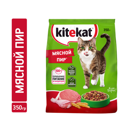 Корм для кошек Kitekat Мясной пир м/у 350 гр