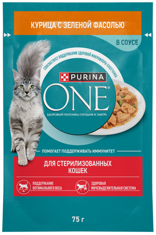 Корм для кошек Purina One для стерил. с Курицей и фасоль 75 гр