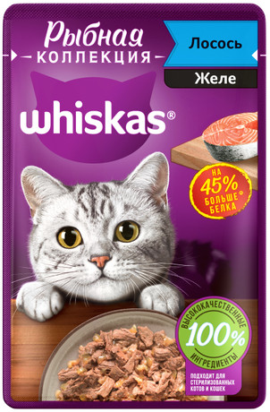 Корм для кошек Whiskas лосось желе 75 гр