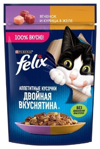 Корм для кошек Felix ягненок/курица желе 85 гр