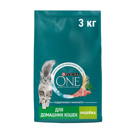 Корм для кошек Purina ONE Индейка-Злаки 3кг.