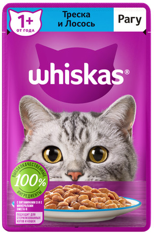 Корм для кошек Whiskas треска-лосось рагу 85 гр