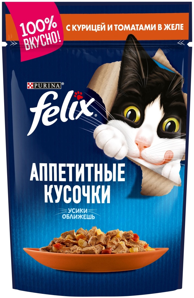 Корм для кошек Felix курица/томаты в  желе 85 гр
