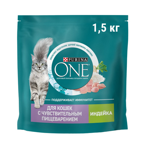 Purina ONE Дом.Кош. Индейка 1,5кг